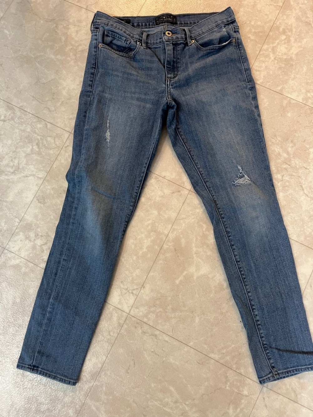 Lucky Brand Women's Dark Blue Skinny Jeans with Light Distressing 10/30